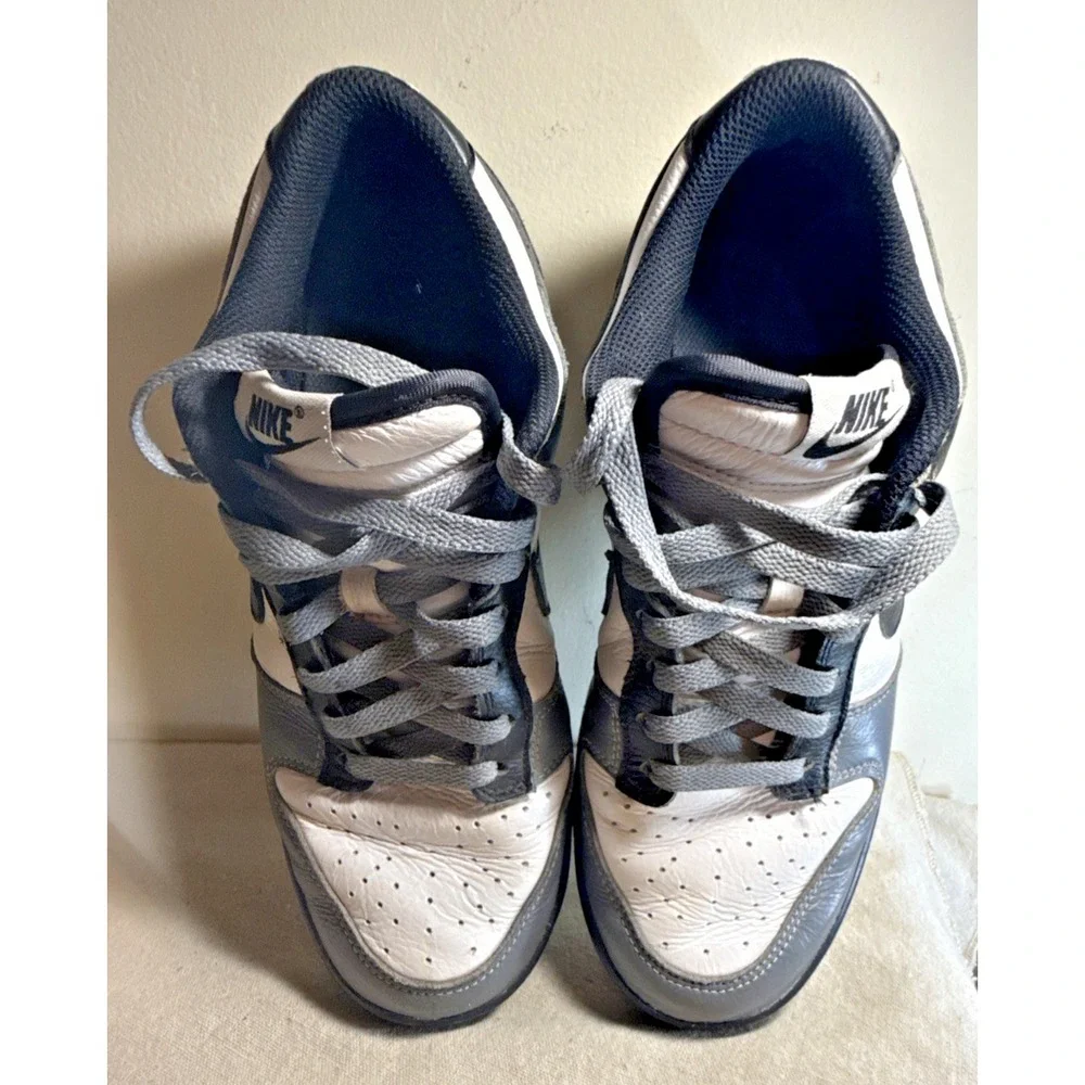 Nike Dunk Low Gray White Black Leather Sneakers Shoes Mens Size‎ 8.5